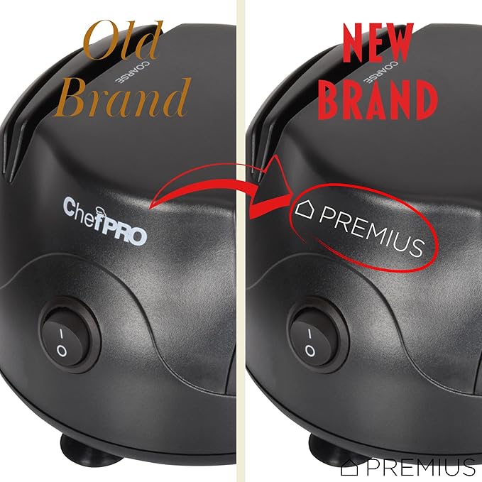 3-In-1 ELECTRIC KNIFE SHARPENER SYSTEM by PREMIUS, Great for Kitchen and Sport Knives, Scissors, Screwdrivers, 2-Stage Sharpening System Appliance, Compact Quick, Easy Design, Retractable Cord, Black