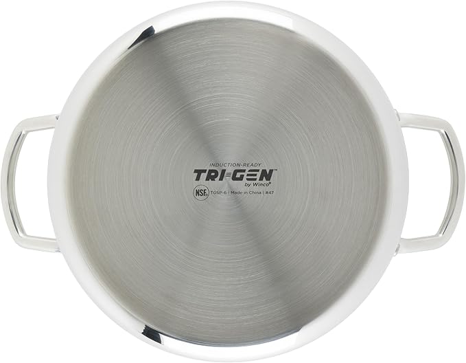 WINCO Tri-Ply Stock Pot, 6-quart-qt-6qt, Silver