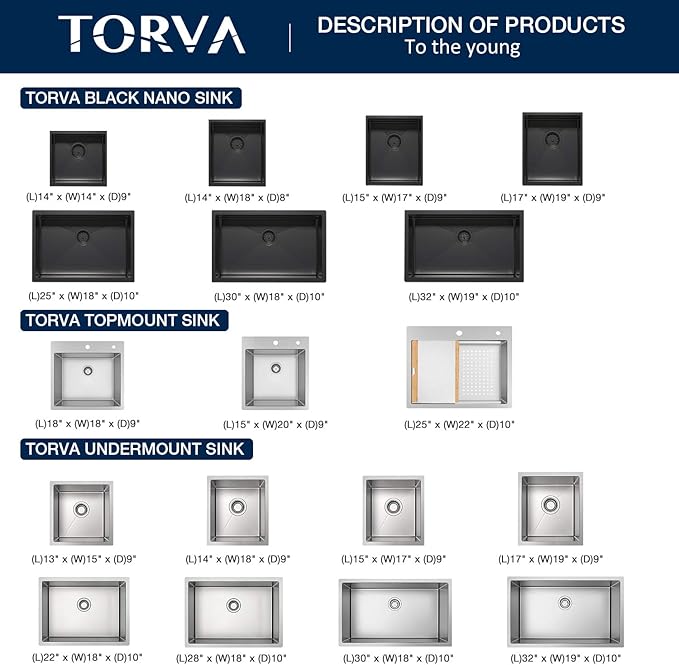 TORVA 14 x 18 Inch Undermount Kitchen Sink, Premium 304 Stainless Steel Bar Sink - 9 Inches Deep Basin Single Bowl Sink
