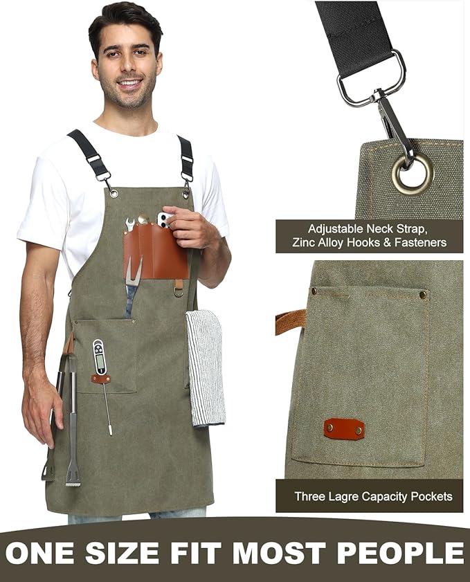Kitchen Apron - 3 Large Pockets, Cross Back Apron With Adjustable Straps, Cooking Kitchen Chef Apron For Women And Men, Wear-Resistant & Easy To Clean.