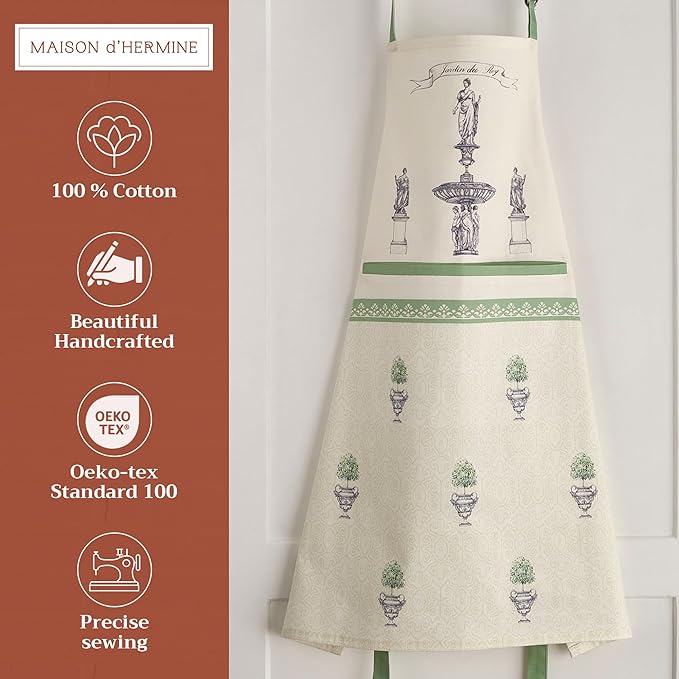 Maison d' Hermine 100% Cotton Apron for women with Pocket Kitchen Chef Apron for Men Cooking Gardening Server Waitress