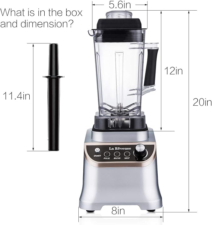 La Reveuse Professional Countertop Blender 1200W High Speed with 51-oz. BPA-Free Pitcher for Smoothies, Shakes, Ice Crushing, Frozen Drinks