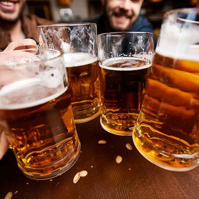 COKTIK 4 Pack Heavy Large Beer Glasses with Handle - 20 Ounce Glass Steins, Classic Beer Mug glasses Set
