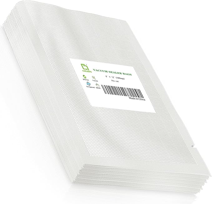 CANLENPK 8x12 Inch/20x30cm Vacuum Sealer Bags food Storage,Keep Fresh Lock Nutrition,Sous Vide Bag Freezeable Boilable Microwaveable(100 Bags)