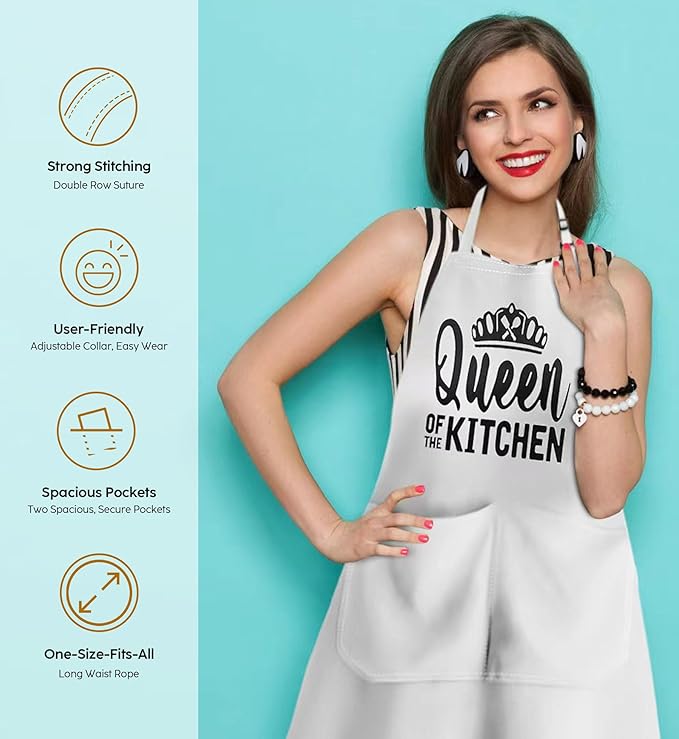 King & Queen Apron Set - Wedding Engagement Gifts for Couples, Funny Kitchen Gifts for Couples, Husband, Wife, Boyfriend, Girlfriend, Him Her, Bridal Shower Gifts, Unique Valentine's Day gifts ideas