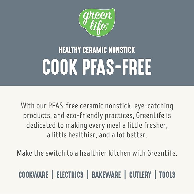 GreenLife 6QT Slow Cooker, Non-Toxic PFAS-Free Ceramic Nonstick Removable Interior Bowl, Programmable, Family Friendly, Keep Warm, Stovetop & Oven Safe, Dishwasher Safe Crock, Timer, Glass Lid, Gray