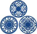 Extra Thick Silicone Trivet Mat for Hot Dishes, Hot Pots and Pans, Pot Holder, Hot Pad to Portect Your Table and Countertop, Kitchen Decor and Accessories,Navy Blue, Set of 3