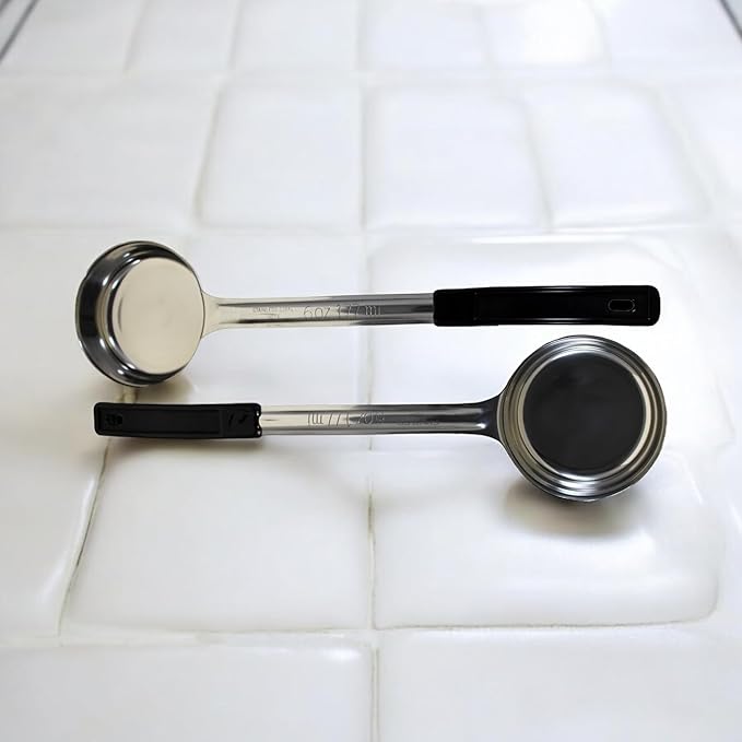 6 Ounce Solid Stainless Steel Portion Control Ladle Spoon for Measuring and Serving; Commercial Grade Serving Scoops [Pack of 2]