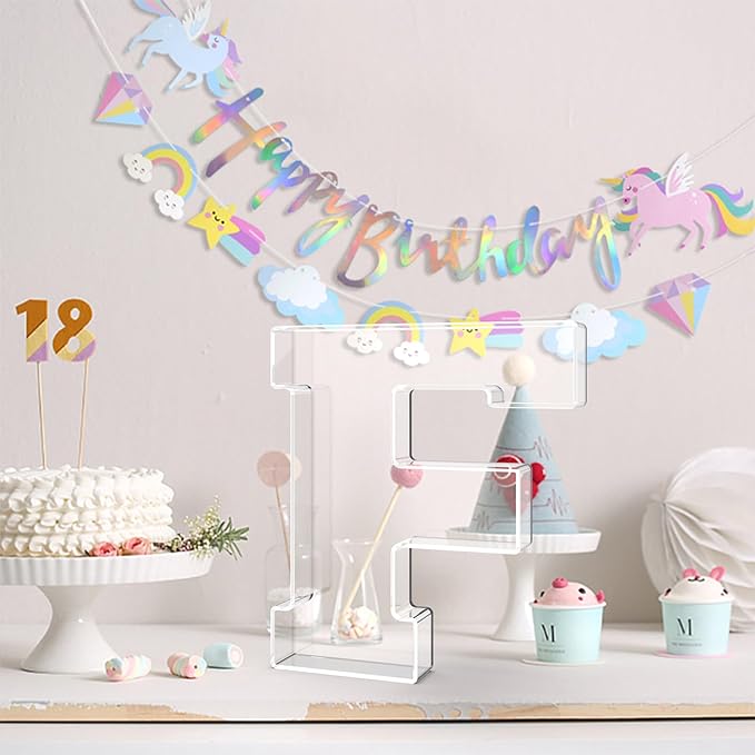 11" Acrylic Letter Charcuterie Tray, Charcuterie Letters Fillable Box for Food, Reusable Serving Cake Candy Dish Display Tray for Birthday Anniversary Party Decoration (Letter F)