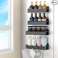 4 Pack Magnetic Spice Rack Organizer for Refrigerator and Oven, Black Fridge Organizers and Storage for Kitchen