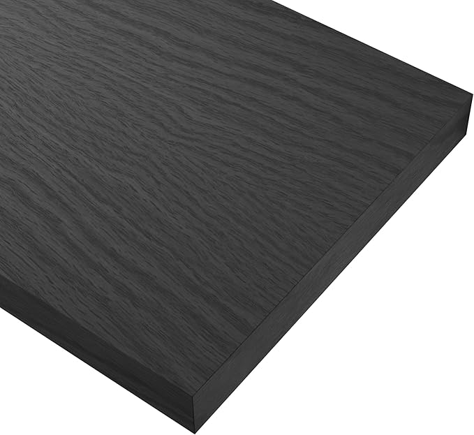 Black 24 Inch Floating Shelves for Wall, 10 Inch Deep Floating Shelves, Wall Shelves for Bathroom Over Toilet, Live Edge Display Shelf with Invisible Brackets for Bedroom, Home Decor