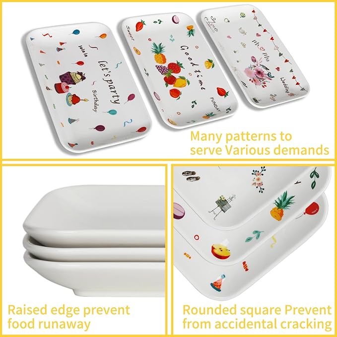 HAPPY KIT 3 Tier Serving Tray Set and Tiered Tray Stand,12 Inch Widened Porcelain Platters with Freely Combinable Rack,Decor Cupcake Stand for Christmas Party Display,Dessert Trays Collapsible