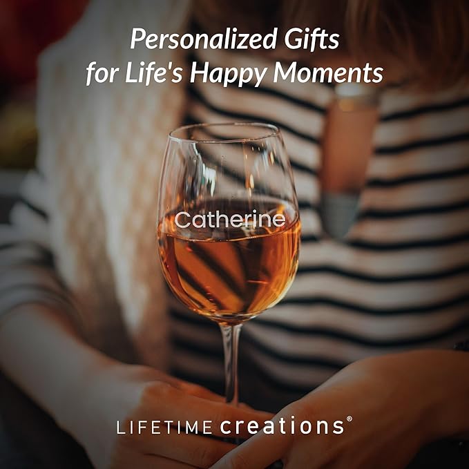 Lifetime Creations Engraved Personalized Name Wine Glass 19 oz - Stemmed Glass with Name, Monogrammed Wine Glass Gift, Dishwasher Safe, Made in USA