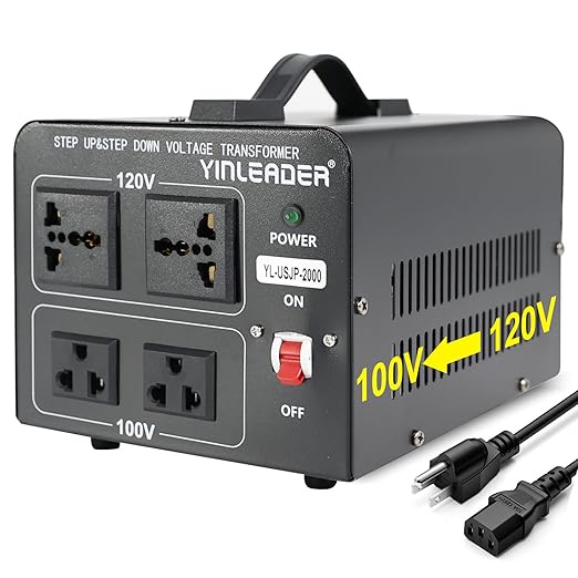 Yinleader 2000W Convert 120V to 100V or 100V to 120V Step Up/Down Voltage Transformer Perfect for Japanese High-Power Devices in US