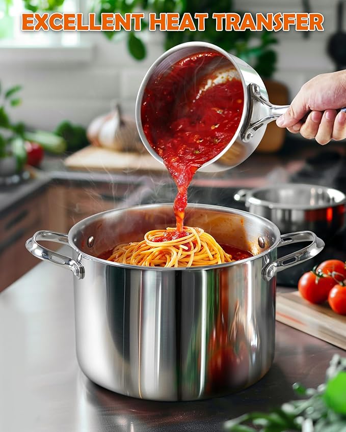 Cooks Standard Stainless Steel Saucepan with Lid, Multi-Ply Clad Sauce Pot 3-Quart, Silver