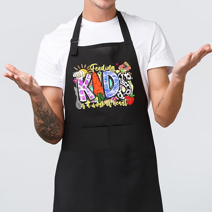 Funny Cafeteria Crew Aprons with Pockets, Cafeteria Worker Staff Appreciation Gifts