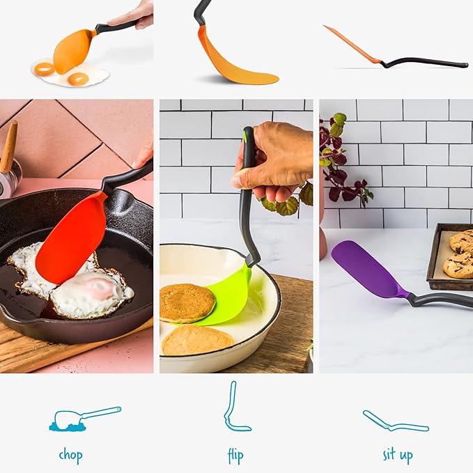 Dreamfarm Chopula –Super Flexible Chopping Sit Up Spatula – Safe for Non-Stick One Size Orange