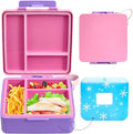 Chill Bento Lunch Box for Kids Adult with Ice Pack,Leak Proof 3 Compartments Lunch Container for Kids,Ice Pack Detachable Bento Box,BPA Free,Dishwasher & Microwave Safe-Pink Purple