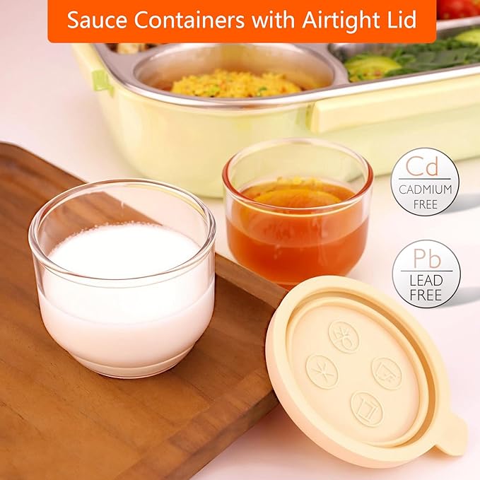 Salad Dressing Container To Go, 2.7 oz Glass Small Condiment Container with Lids, Dipping Sauce Cups for Lunch Box, Leakproof Reusable Sauce Containers, Salad Jars Meal Prep (2.7oz×4pcs)