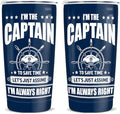 winorax Captain Tumbler I'm The Captain & I'm Always Right Boating Tumbler Cup with Lid 20oz Boater Gifts For Men Boat Lover Gift For Boats Owner Dad Funny Boaters Gift Ideas