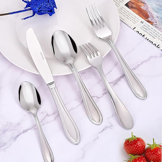 Silverware Set, 20 Piece Flatware Cutlery Set for 4,18/0 Stainless Steel Utensils,Mirror Polished Dishwasher Safe, Modern Tableware for Home, Restaurant, Wedding, Party
