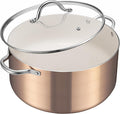 BEZIA Large 12 Quart Nonstick Cooking Pot with Lid, Induction Stock Pot, Soup Pot for All Stovetops, Non-toxic and Oven Safe, PFOA PFAS Free, Golden