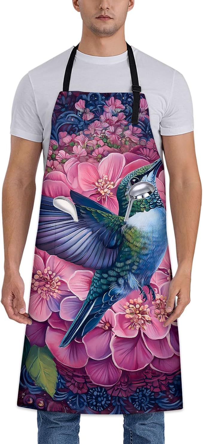Colorful Pug Apron for Women Men 28x33in, Kitchen Chef Aprons with 2 Pockets, Polyester, Pug Dog Apron