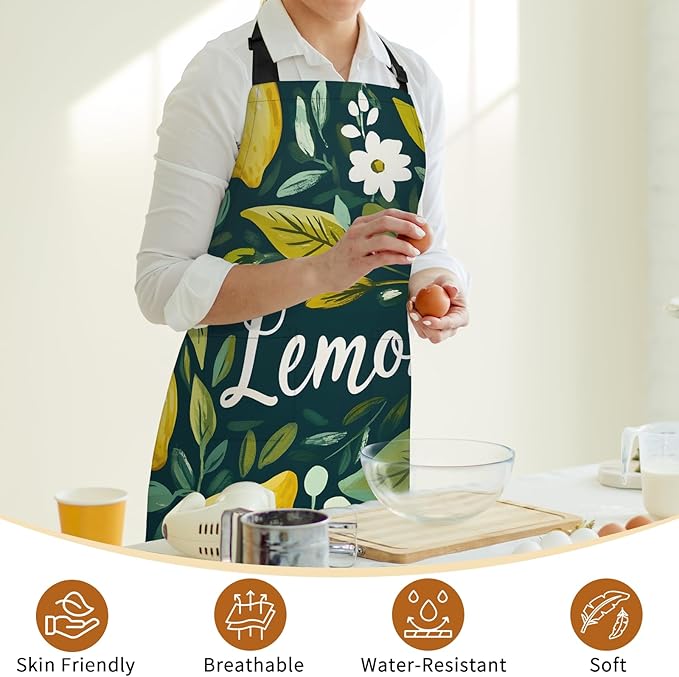 Kitchen Apron with Pockets,Adjustable Aprons for Women Men,Waterproof Chef Aprons for Cooking,BBQ,Gardening