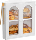 WOWLIVE Corner Bread Box for Kitchen Countertop, 2 Tier Bamboo Bread Storage Container for Homemade Bread with Clear Acrylic Door Panel, Bread Bin Farmhouse Breadbox Organizer (White, Extra Large)