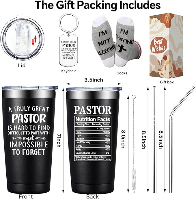 Pastor Gifts for Men - Pastor Christmas Appreciation Gifts - Thank You, Religious, Christian Gift for Pastors - 20oz Tumbler