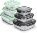6 Pack Stainless Steel Food Storage Containers with Leak-Proof Lids, 2 Sets (12/24/40 oz) Reusable Metal Meal Prep Lunch Boxes, BPA-Free, Dishwasher Safe for Sandwich, Snacks & Fruit (2 Colors)