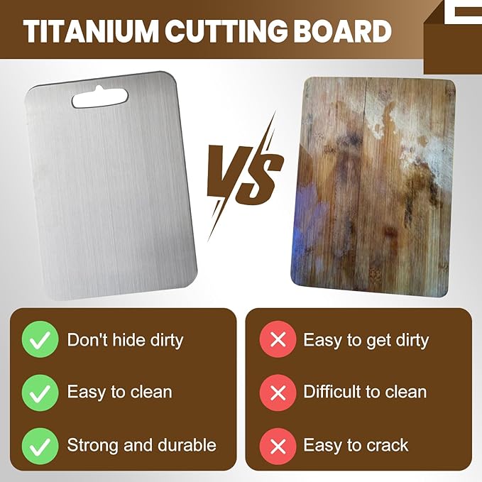 Titanium Cutting Board, 100% Pure Titanium Cutting Boards for Kitchen, Food Grade Double Sided Cutting Mat for Meats,Fruits,Vegetables, Dishwasher Safe Chopping Boards-14x10 inches