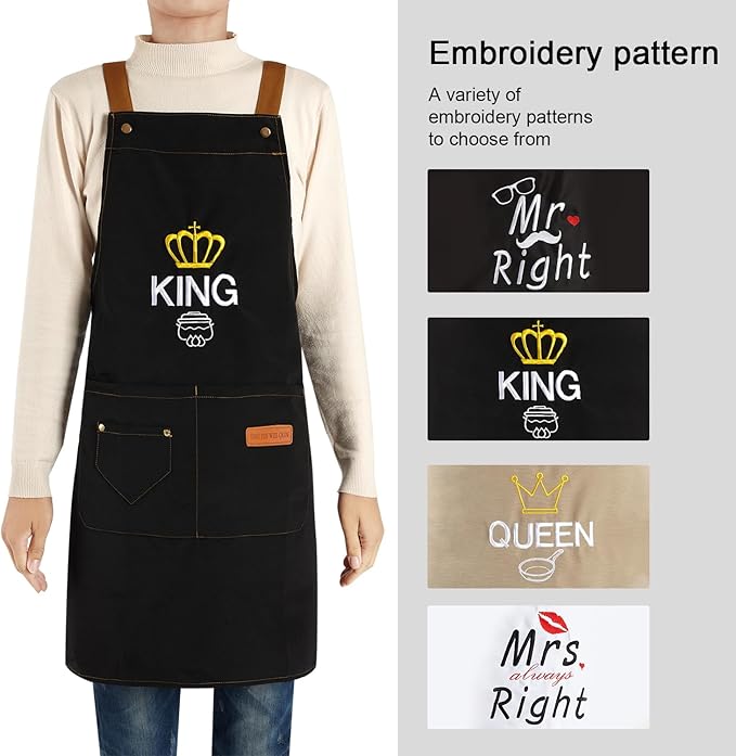 Personalized Aprons Custom Women Men Apron with Pockets Chef for Baking Bbq Grill Embroidered with Name Text