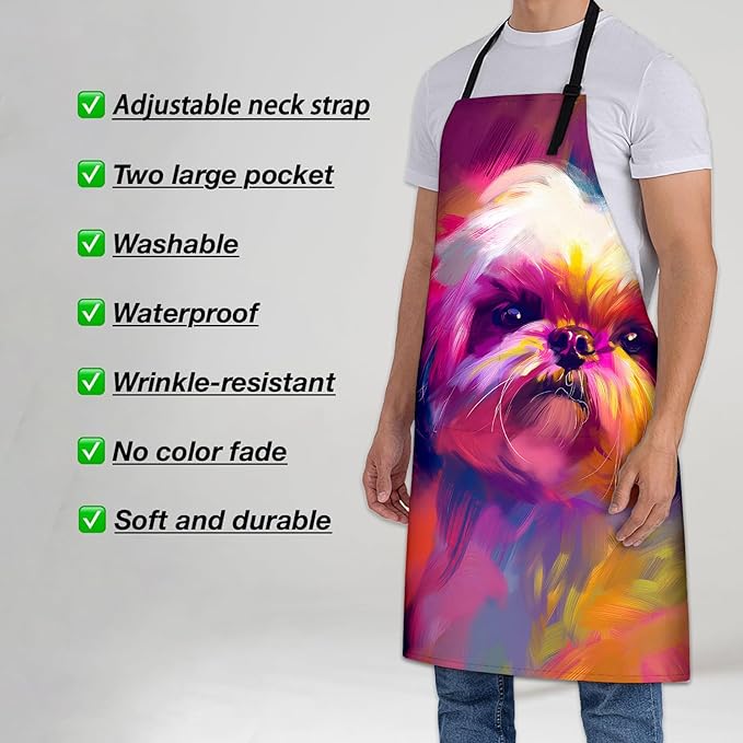 Rooster Apron for Women Men 28x33in, Kitchen Chef Aprons with 2 Pockets, Polyester, Chicken Apron