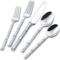Silverware Set Stainless Steel Flatware Set 40 Pieces Cutlery Set Bamboo Handle Mirror Finished for Home Kitchen Restaurant Hotel Cutlery Set Service for 8