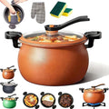Multifunctional Large Capacity Non-stick Pressure Cooker, Micro Pressure Cooker, Versatile Micro Pressure Cooking Pot with Anti-Scalding Handle & Visual Glass Lid for Culinary Styles (Orange)
