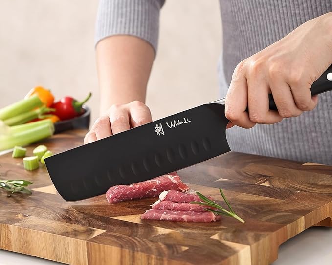 Wakoli Titanium Noir Nakiri Knife – 6.7-Inch Professional Vegetable Chef Knife | 5Cr15MoV Stainless Steel Blade with Black Titanium Coating | Ergonomic G10 Handle | Kitchen Knife in Gift Box