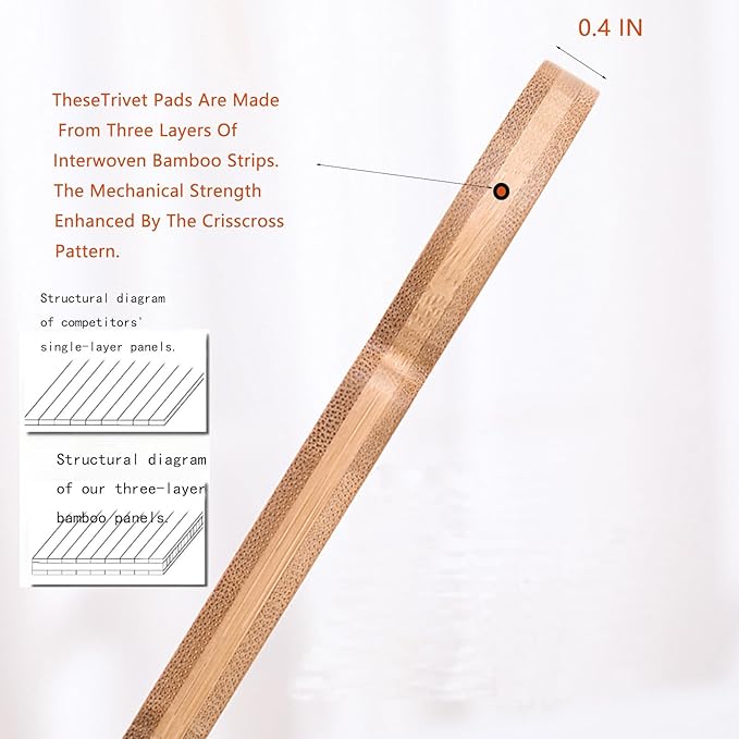 Premium Bamboo Wood Pot Holders for Kitchen - Set of 4 Sturdy Heat-Resistant Pads & trivets for hot Dishes, pots 、 Pans 、teapot(7.4x7.4 inches) with Handy Storage Stan
