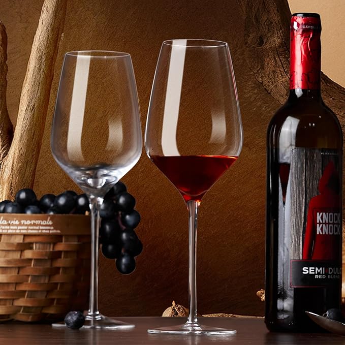 ACHEER Long Stem Crystal Bordeaux Red Wine Glasses Set of 2,Large 20 Oz, Hand Blown,Lead-Free, Clear, Crystal Wine Glass, Gift Box,-Perfect present for any Occasion,Gift for Men,Women