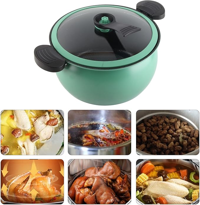 Micro Pressure Cooker Fast Cooking Cookware, 31 * 28 * 17cm Non Stick Microwave Kitchenware, Multi Functional Big Capacity Universal Stew Pot (5L)