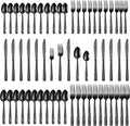 60 Pieces Black Silverware Set, Heavy Duty 430 Stainless Steel Flatware Utensils, Cutlery Set Service for 12 Including Fork Spoon and Knife, Dishwasher Safe
