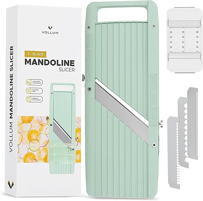 Narrow Handheld Mandoline Slicer for Kitchen – Professional Slicer Vegetable Cutter Japanese Mandoline Slicer with Interchangeable Stainless Steel Blades – Food Manual Slicer