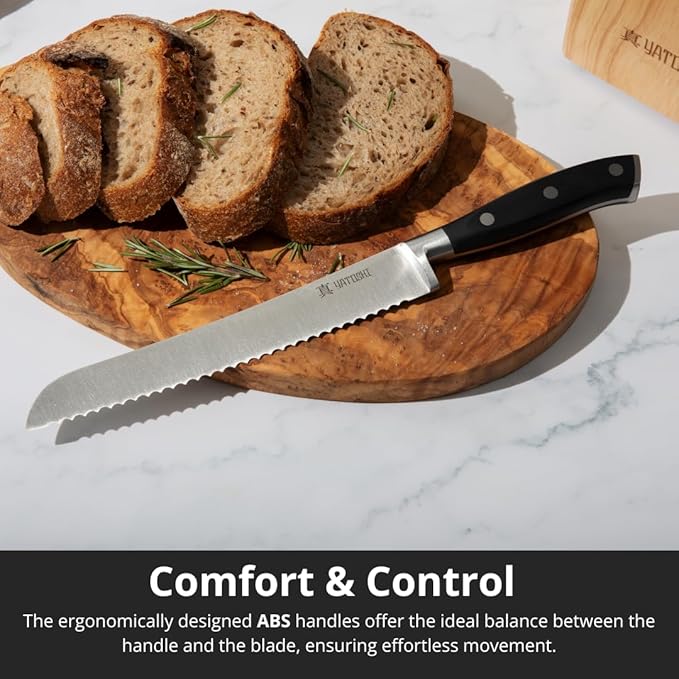 Yatoshi Kitchen Knife Set - 3 Piece, Ultra Sharp High Carbon Stainless Steel, Full Tang