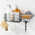 TAILI Shower Caddy Suction Cup with Hooks & Soap holder, Heavy Duty Bathroom Shower Organizer, No Drilling Shower Shelves for Inside bathroom, Metal Storage Basket-Grey