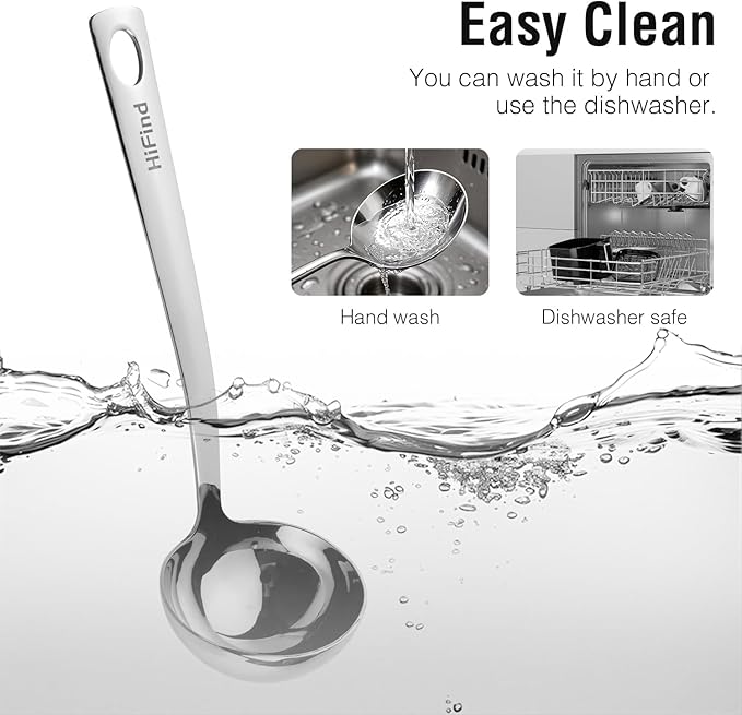 Kitchen Stainless Steel 11.2 Inches Round Soup Ladle Ergonomic Handle, Perfect For Stirring, Serving Soups, And More - Heavy-Duty Metal Ladle Chef Craft Select Serving Ladle