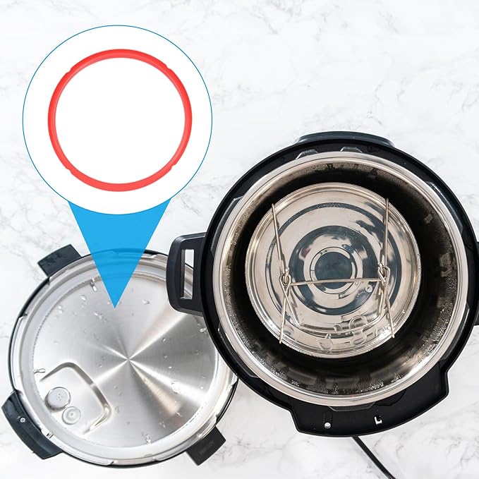 uxcell 2 Pcs Silicone Sealing Ring for Pressure Pot 5/6QT, Pressure Pot Inner Gasket Seal Rings Pressure Cooker Replacement Parts, Red