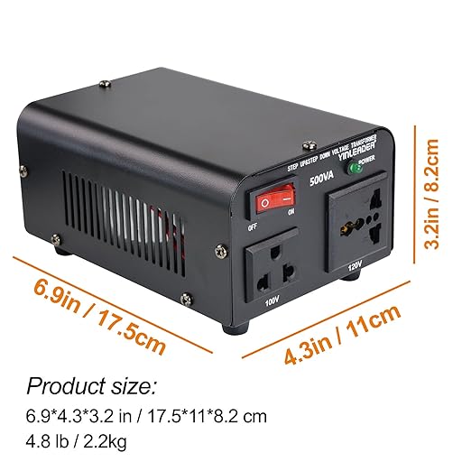 Yinleader 500W US to Japan Voltage Converter 120V to 100V Step Down Transformer for Japanese Appliances (Turntable/Player/Amplifier/yogurtia/Consoles/Synthesizers, etc.) in US