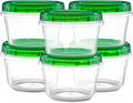 (4 Ounce 10 Pack) Twist cap Containers Clear Bottom With Green Top Screw on Lids Twist Top Food Storage Freezer Containers
