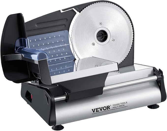 VEVOR Meat Slicer, 7.5 inch Electric Deli Food Slicer, 180W Meat Cutter with two Premium SUS420 Blades, 0-0.6 inch Adjustable Thickness, ETL Certified Food Slicer Machine for Home Use