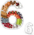 11" Acrylic Number Charcuterie Tray, Fillable Number Charcuterie Box for Food, Reusable Serving Cake Candy Dish Display Tray for Birthday Anniversary Party Decoration (Number 6)